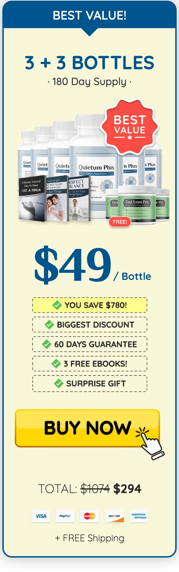 Quietum Plus 6 bottles